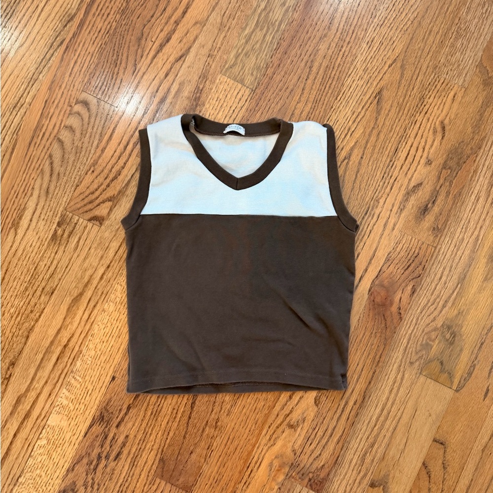 Brandy Melville Brown and cream Tank Top
